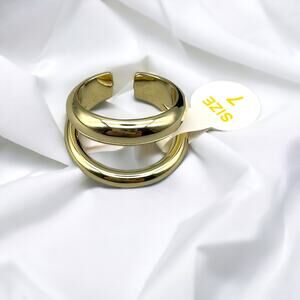 LOREN STEWART Double Open Band Ring 14kt Gold Plated Size 7